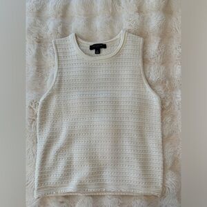 Anne Taylor Cream Textured Sleeveless Knit Top Size S